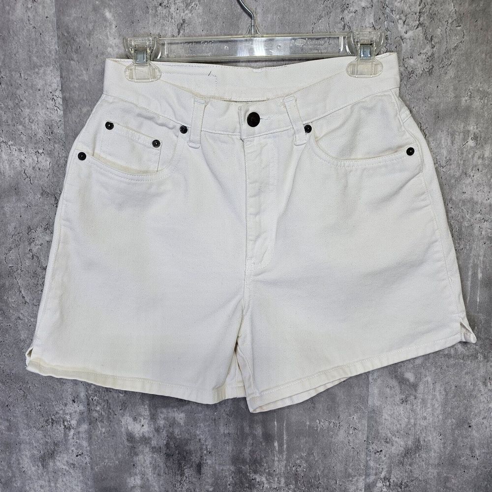 Vintage 90s Bill Blass Jeans Womens 26" Off White Denim Relaxed Mom Shorts‎